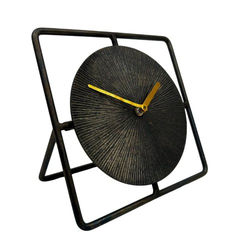 Zegar Dekoracyjny Gabinetowy (Metal) – Czerń i Złoto – 20 cm