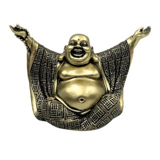 Rzeźba Wizerunkowa: Radosny Budda – Złoto i Czerń – 17,1 cm