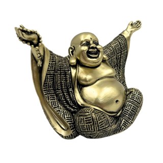 Rzeźba Wizerunkowa: Radosny Budda – Złoto i Czerń – 17,1 cm