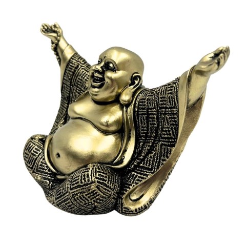 Rzeźba Wizerunkowa: Radosny Budda – Złoto i Czerń – 17,1 cm