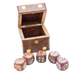 Kości do Gry w Pudełku – Naturalna Rozrywka – Drewno – 6 cm