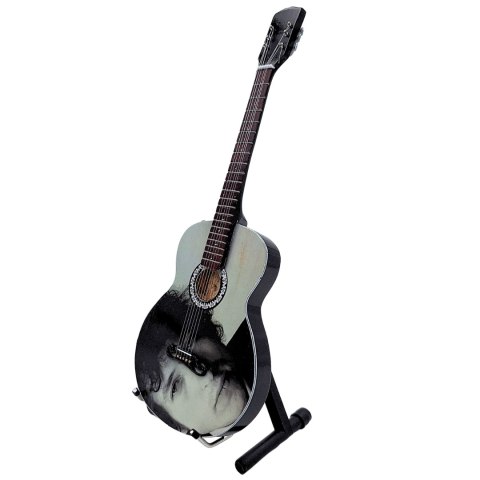 Miniaturowa Gitara z Drewna Mahoniowego na Stojaku – Motyw Folk Rock – Skala 1:4