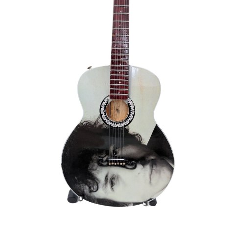 Miniaturowa Gitara z Drewna Mahoniowego na Stojaku – Motyw Folk Rock – Skala 1:4