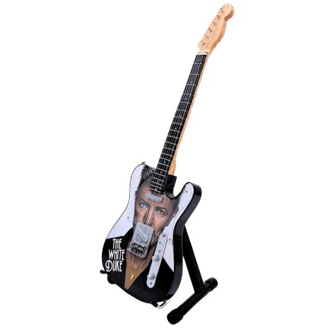 Miniaturowa Gitara z Drewna Mahoniowego na Stojaku – Motyw Glam Rock – Skala 1:4