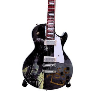 Miniaturowa Gitara z Drewna Mahoniowego na Stojaku – Motyw Legendy Blues-Rocka – Skala 1:4