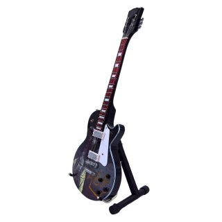 Miniaturowa Gitara z Drewna Mahoniowego na Stojaku – Motyw Legendy Blues-Rocka – Skala 1:4