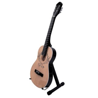 Miniaturowa Gitara z Drewna Mahoniowego na Stojaku – Motyw Country Pop – Skala 1:4