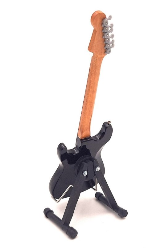 Miniaturowa Gitara z Drewna Mahoniowego na Stojaku – Motyw Rebel Rock – Skala 1:4