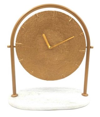 Zegar Metalowy na Marmurowej Podstawie – Styl Glamour – 37 cm