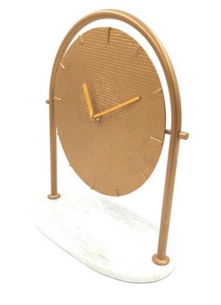 Zegar Metalowy na Marmurowej Podstawie – Styl Glamour – 37 cm