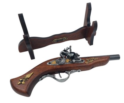 Pistolet Włoski Zdobiony na Stojaku – Motyw Renesansowy Triumf – 30 cm