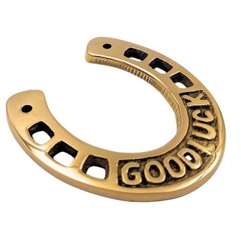 Podkowa Szczęścia z Napisem "Good Luck" (Mosiądz) – 7 cm