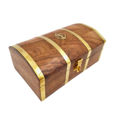 Szkatułka Drewniana z Mosiężnym Akcentem – szer. 18 cm