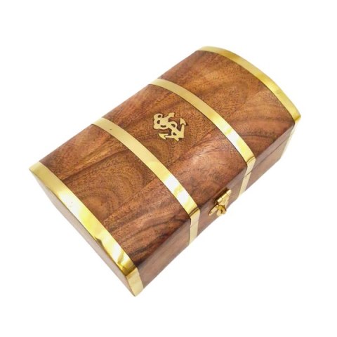 Szkatułka Drewniana z Mosiężnym Akcentem – szer. 18 cm