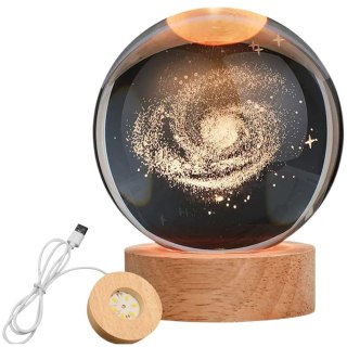 Szklana Lampka Nocna LED 3D – Motyw Drogi Mlecznej – Wys. 9,5 cm