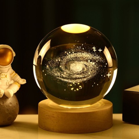 Szklana Lampka Nocna LED 3D – Motyw Drogi Mlecznej – Wys. 9,5 cm
