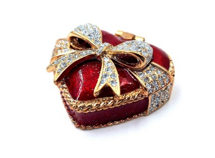 Szkatułka z Kryształkami Serce – Styl Romantyczny – 4,8 cm