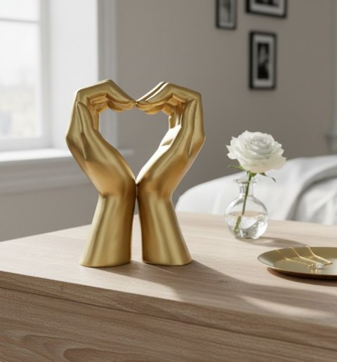 Rzeźba Dekoracyjna Serce z Dłoni – Styl Glamour – 16,4 cm