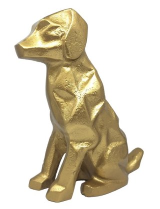 Złota Rzeźba Dekoracyjna – Geometryczny Motyw Psa – Wys. 23 cm