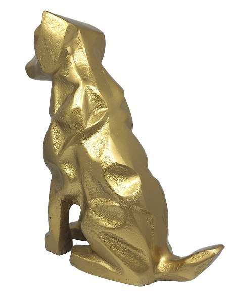Złota Rzeźba Dekoracyjna – Geometryczny Motyw Psa – Wys. 23 cm