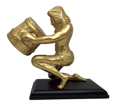 Złota Rzeźba Dekoracyjna na Podstawie – Znak Zodiaku Wodnik – Wys. 18,5 cm