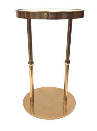Stolik Pomocniczy z Zegarem – Metal i Szkło – Wys. 60 cm