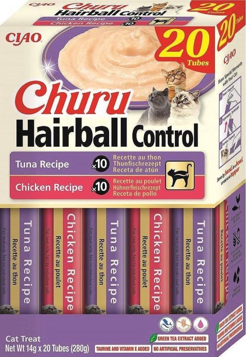 Sticksy Odkłaczające - Tuńczyk i Kurczak - (Churu Hairball Control) - 20 x 14 g