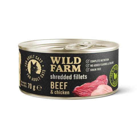 Danie z Wołowiną i Kurczakiem (Wild Farm Shredded Fillets) - 70 g