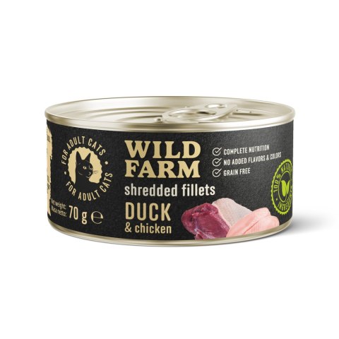 Danie z Kaczką i Kurczakiem (Wild Farm Shredded Fillets) - 70 g