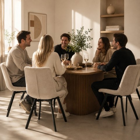 Krzesło Welurowe Pikowane – Beżowy Velvet