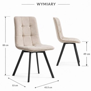 Krzesło Welurowe Pikowane – Beżowy Velvet