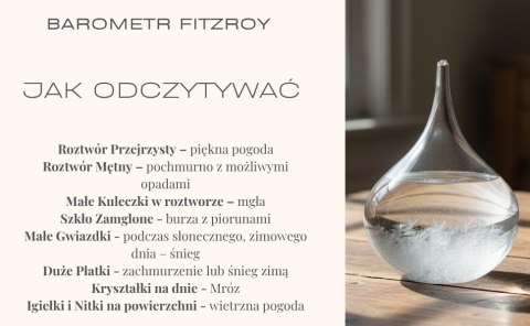 Barometr Burzowy Fitzroya (Szklany) – Kształt Kropli – 11 cm
