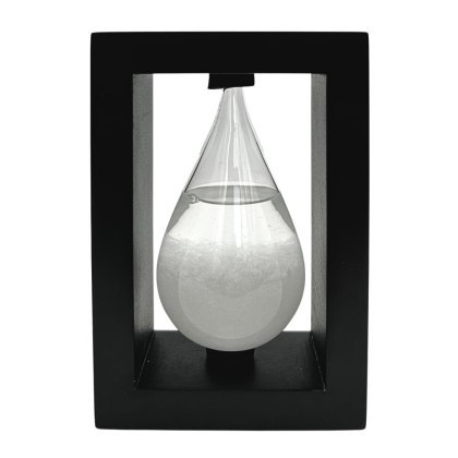 Barometr Burzowy w Czarnej Oprawie (Szklany) – Kształt Kropli – 14 cm
