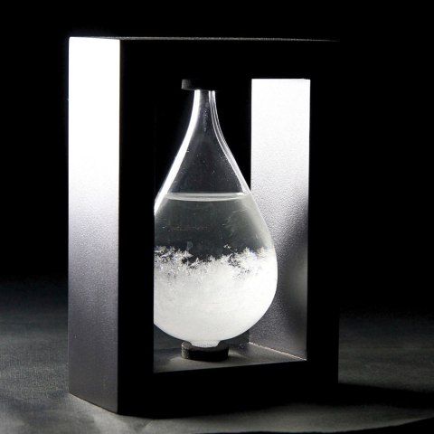 Barometr Burzowy w Czarnej Oprawie (Szklany) – Kształt Kropli – 14 cm