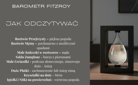 Barometr Burzowy w Czarnej Oprawie (Szklany) – Kształt Kropli – 14 cm