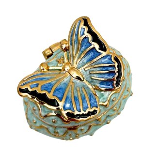 Szkatułka z Kryształami – Motyl (Biało-Złota) – 5 cm