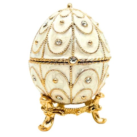Szkatułka z Kryształami – Jajo Fabergé – Biel i Złoto – 6,5
