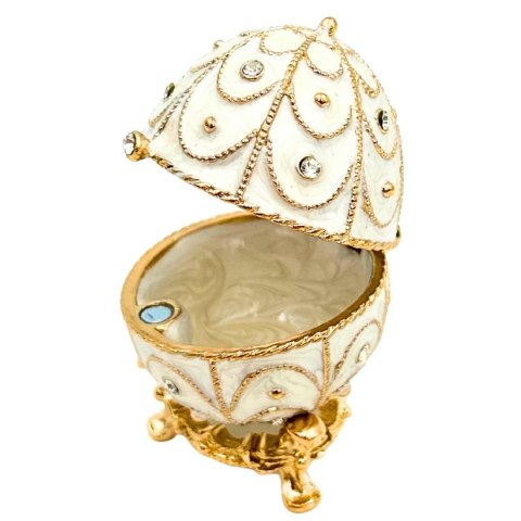 Szkatułka z Kryształami – Jajo Fabergé – Biel i Złoto – 6,5