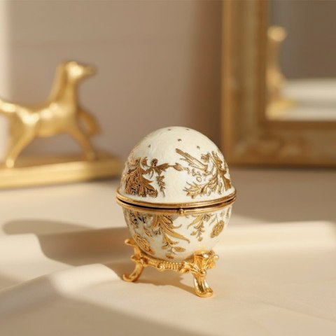 Szkatułka z Kryształami – Jajo Fabergé – Biel i Złoto – 6,3