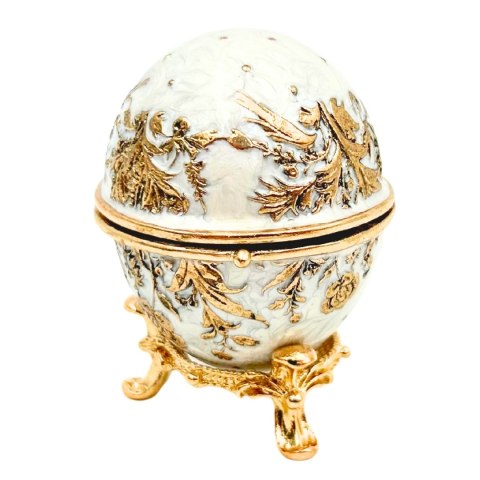 Szkatułka z Kryształami – Jajo Fabergé – Biel i Złoto – 6,3