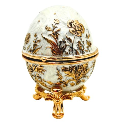 Szkatułka z Kryształami – Jajo Fabergé – Biel i Złoto – 6,3