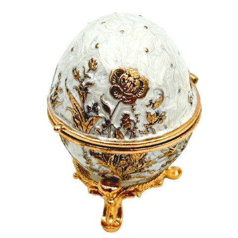 Szkatułka z Kryształami – Jajo Fabergé – Biel i Złoto – 6,3