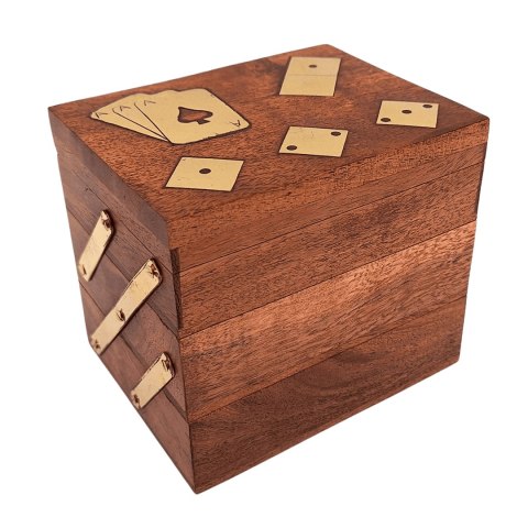 Zestaw Gier 3w1 z Mosiądzem – Karty, Kości, Domino – 12 cm