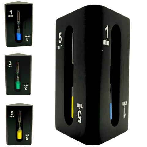Trójstronna Klepsydra 1-3-5 Minut – Czerń – 11 cm