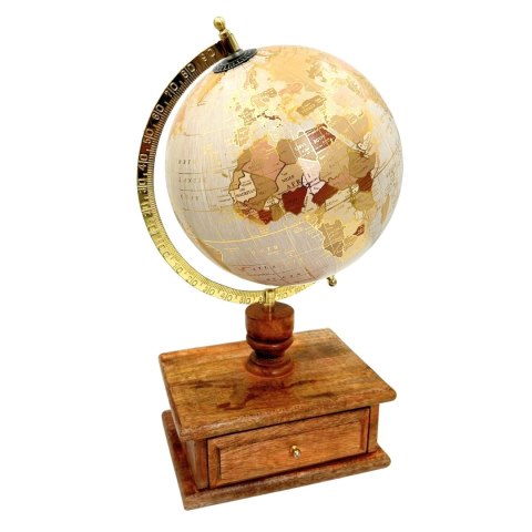 Globus Dekoracyjny do Gabinetu – Drewno i Mosiądz – śr. 20 cm