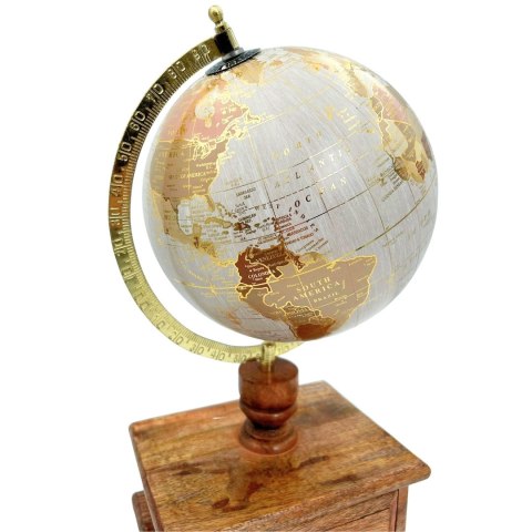 Globus Dekoracyjny do Gabinetu – Drewno i Mosiądz – śr. 20 cm