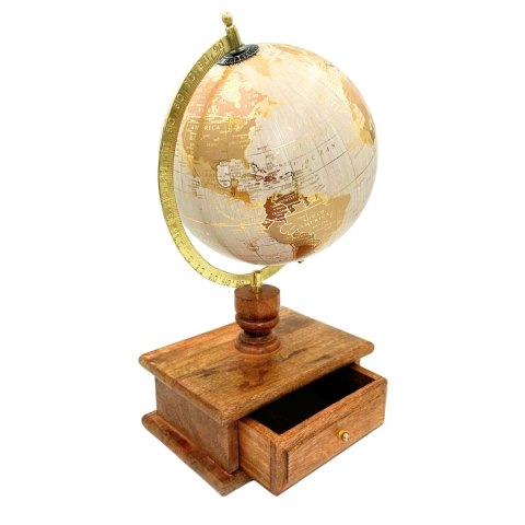 Globus Dekoracyjny do Gabinetu – Drewno i Mosiądz – śr. 20 cm