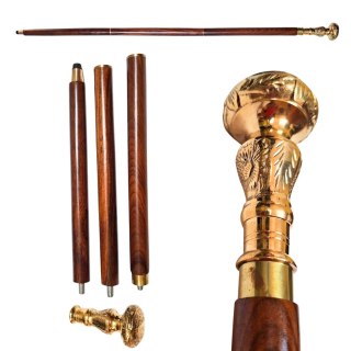 Klasyczna Laska do Chodzenia Składana z Mosiężną Rączką - 96 cm