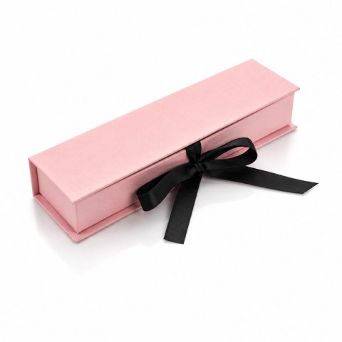 Pudełko Prezentowe na Bransoletkę - Różowe ze Wstążką - 22 x 5,5 cm