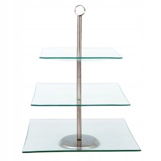 Patera Trzypoziomowa Premium ze Szkła - 39 cm